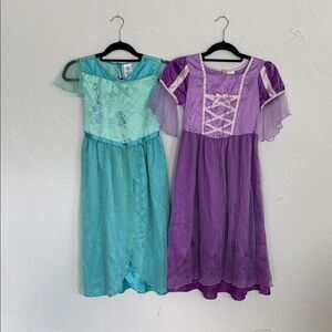 Ariel & Rapunzel Disney Store Costume Princess Dress Set Lot of 2 - 9/10